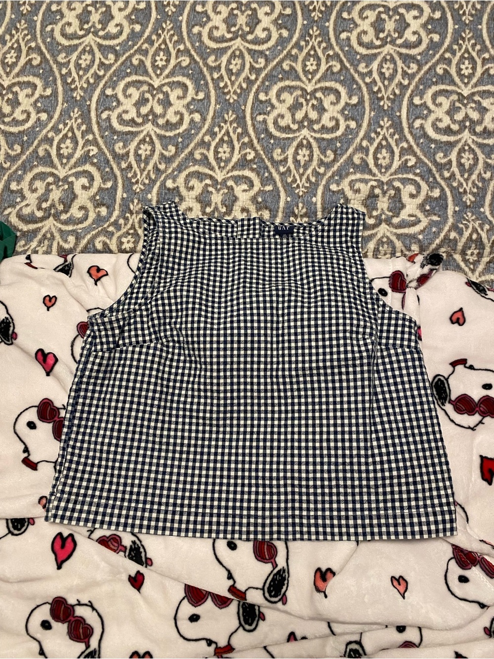 GAP Navy and White Gingham Tank Top